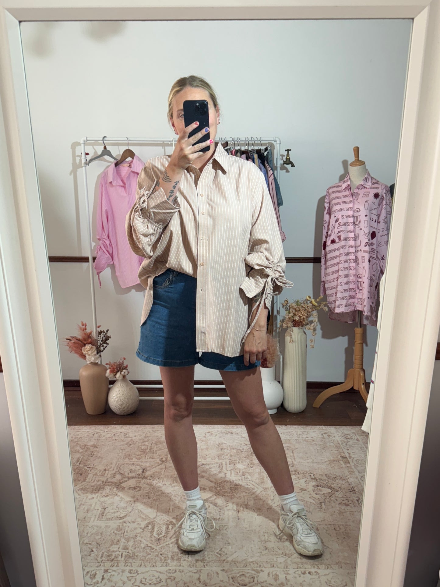 Billie Stripe Shirt Beige