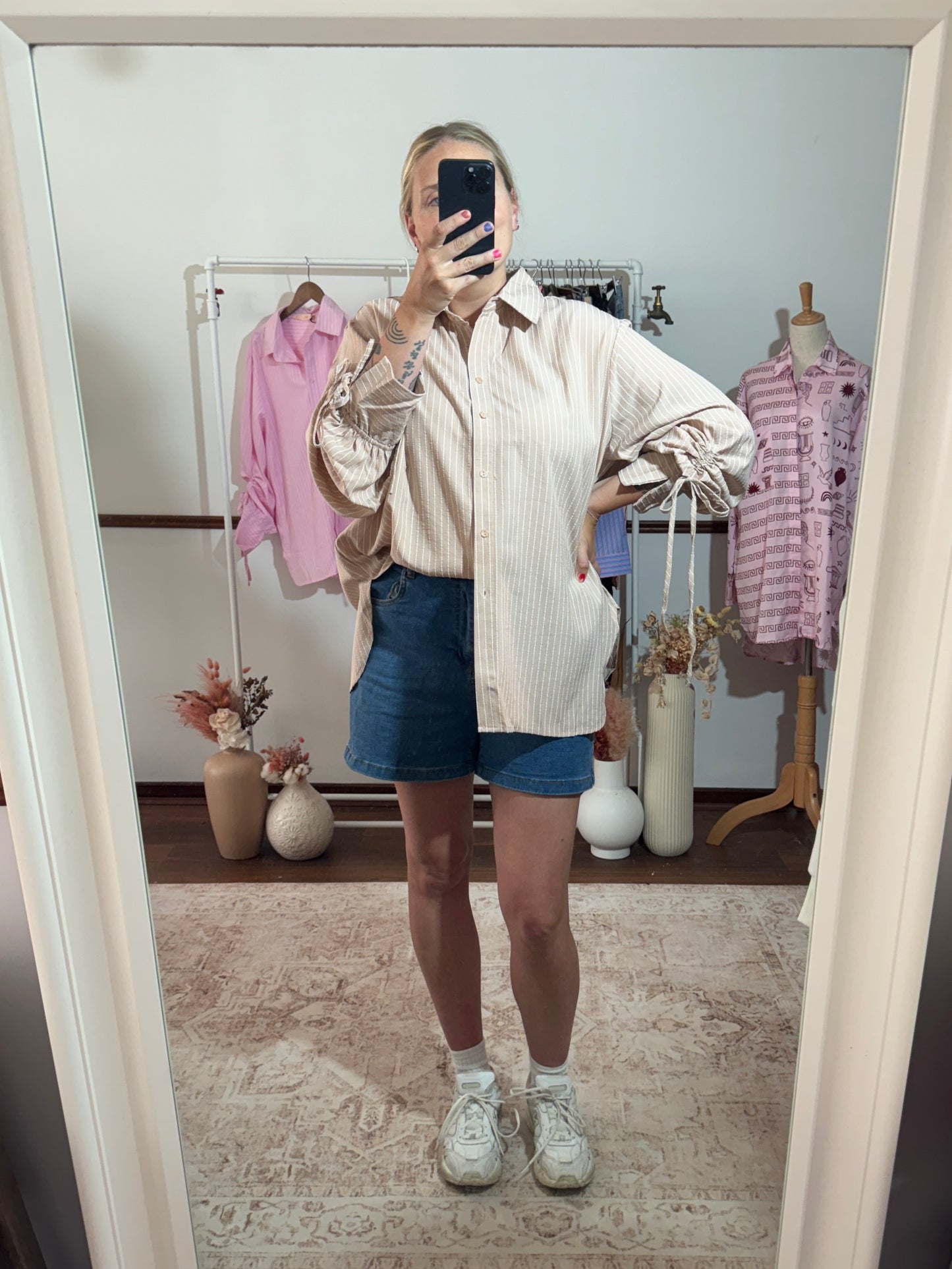 Billie Stripe Shirt Beige