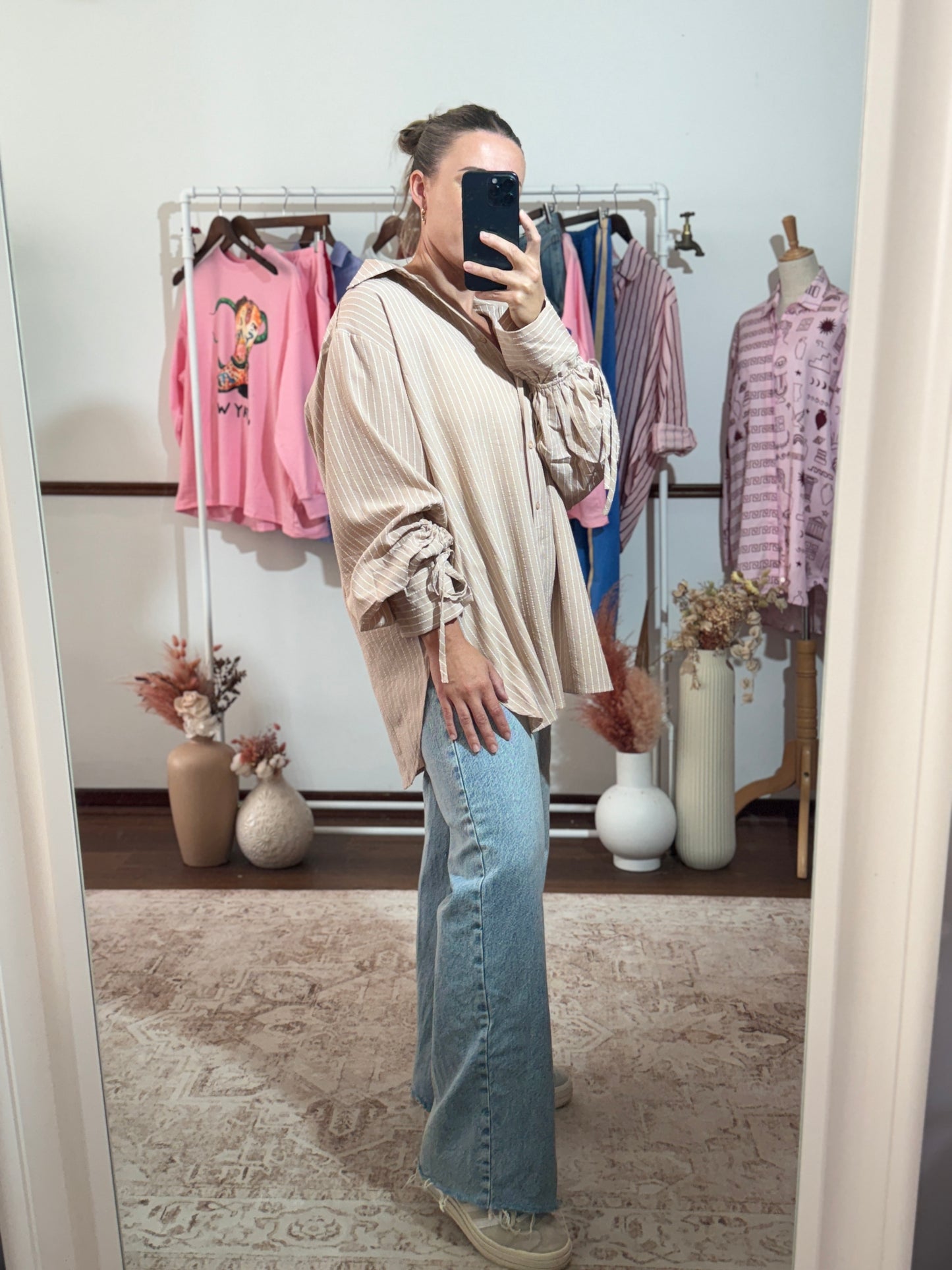 Billie Stripe Shirt Beige