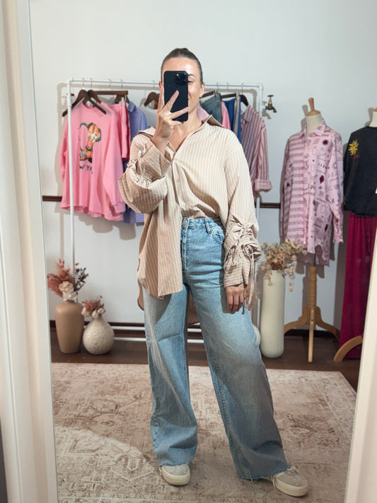 Billie Stripe Shirt Beige